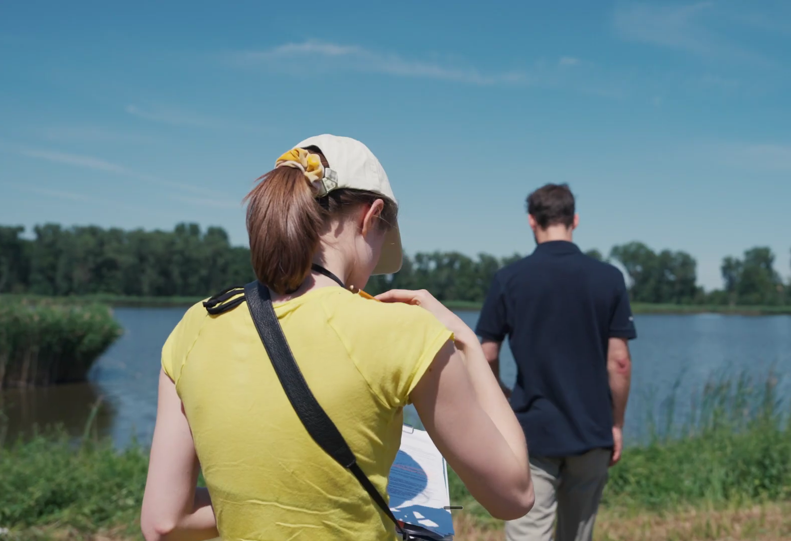 Two RESPOND experts surveying a restored floodplain