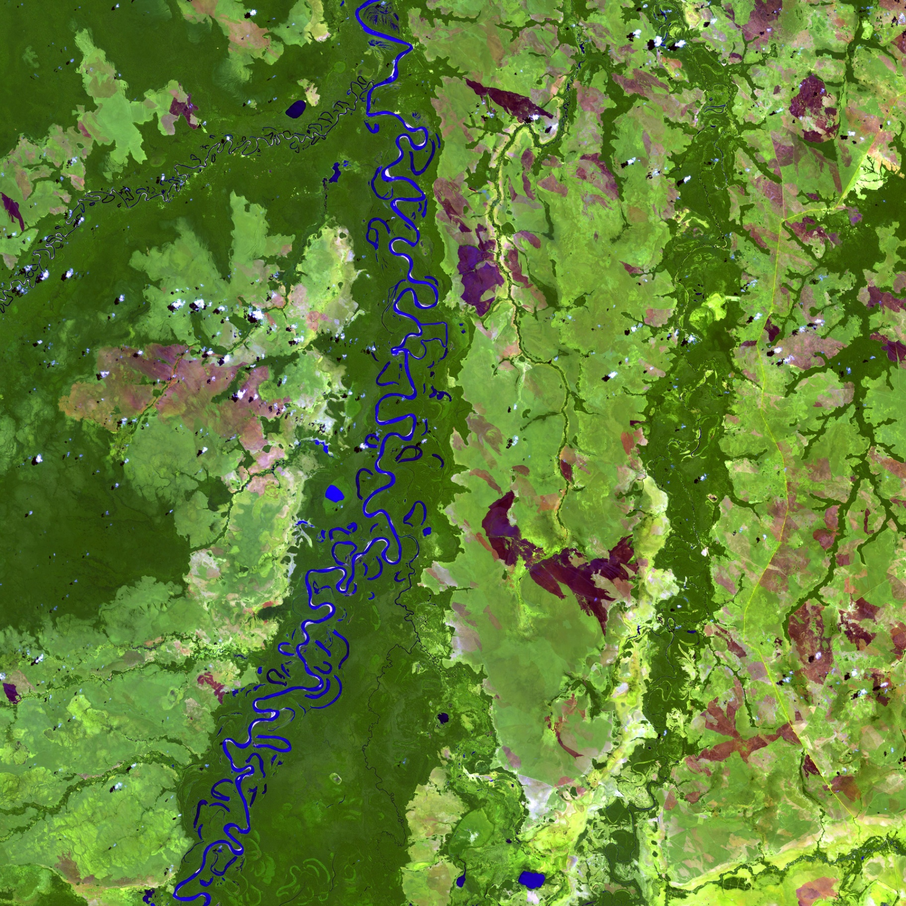 Aerial view of a European watershed at dawn